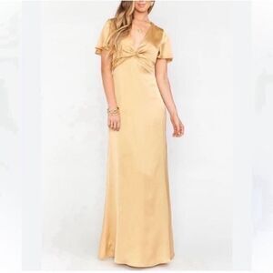 Show Me Your MUMU Tan Silky Gown/
Dress(Size Large)